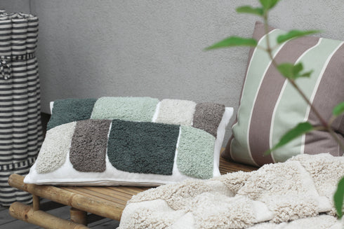 Alba, Cushion Cover, H40xW60cm, Natural Beige/Green/Soft Brown